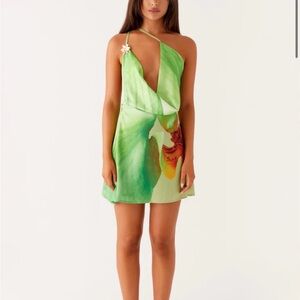Peppermayo One Shoulder Green Floral Dress